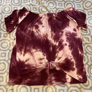 Off the shoulder tie dye top with front tie